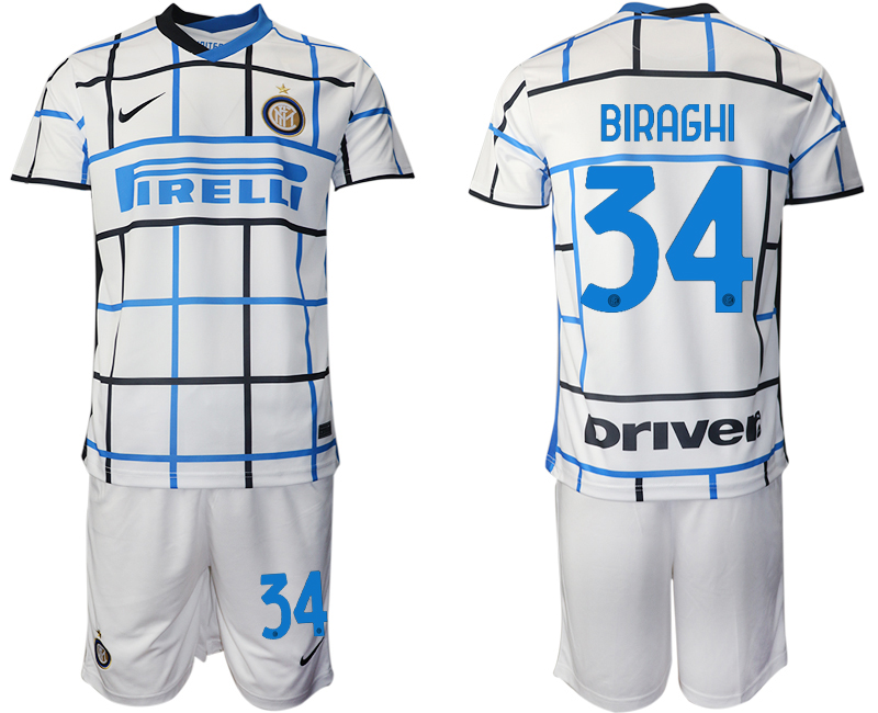 Men 2020-2021 club Inter milan away #34 white Soccer Jerseys